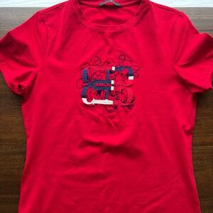 Carolina Herrera Red Women T-Shirt with Floral Graphic